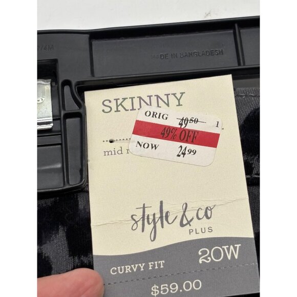 Style & Co Plus Size Curvy Animal-Print Skinny Jeans, Gray Animal Print,  20W - Picture 5 of 11